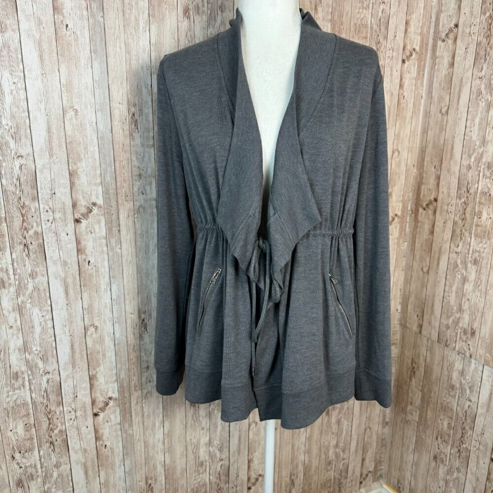 All Saints Womens Gina Drape Jacket Soft Jersey Drawstring Cardigan Grey Size 8